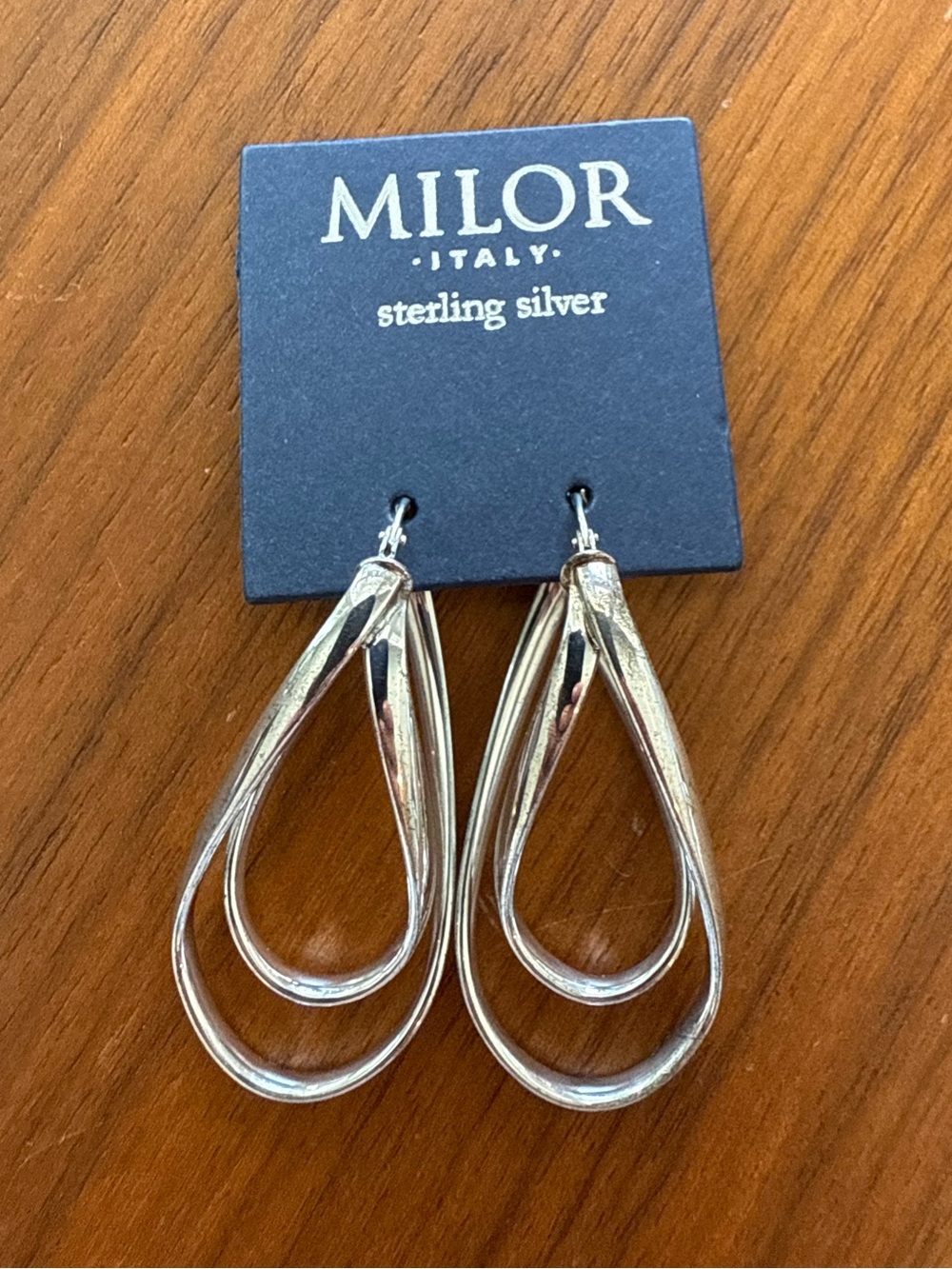 NWT MILOR - 925 Sterling Silver Double Teardrop Earrings - Made in Italy